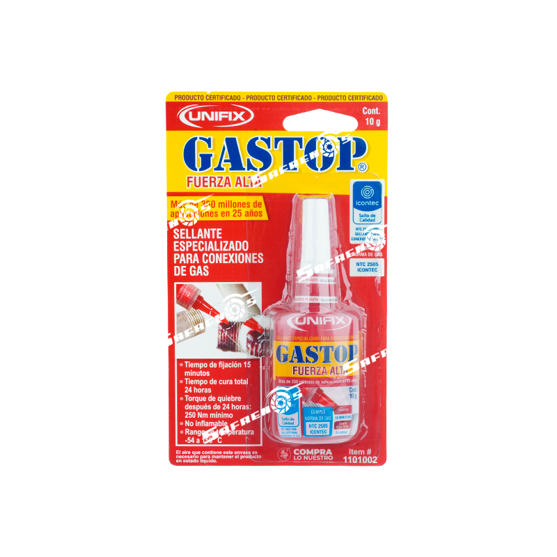 Sellador de Rosca Gastop Fuerza Alta Permanente 10g