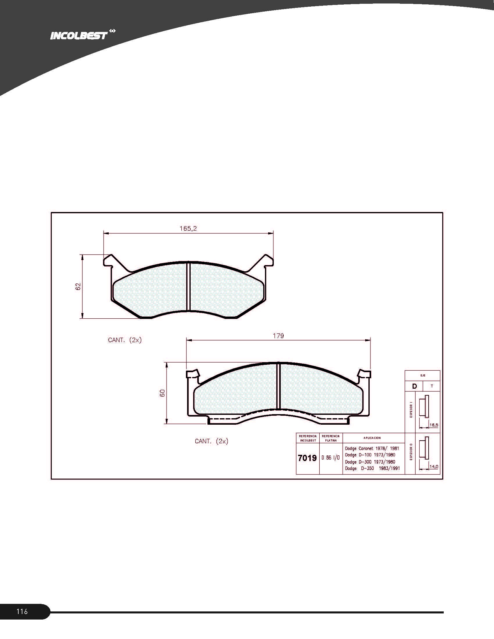 Pastillas de Freno Dodge DEL Semi-metalica Coronet/D-100/D-300 7019EK - Image 3