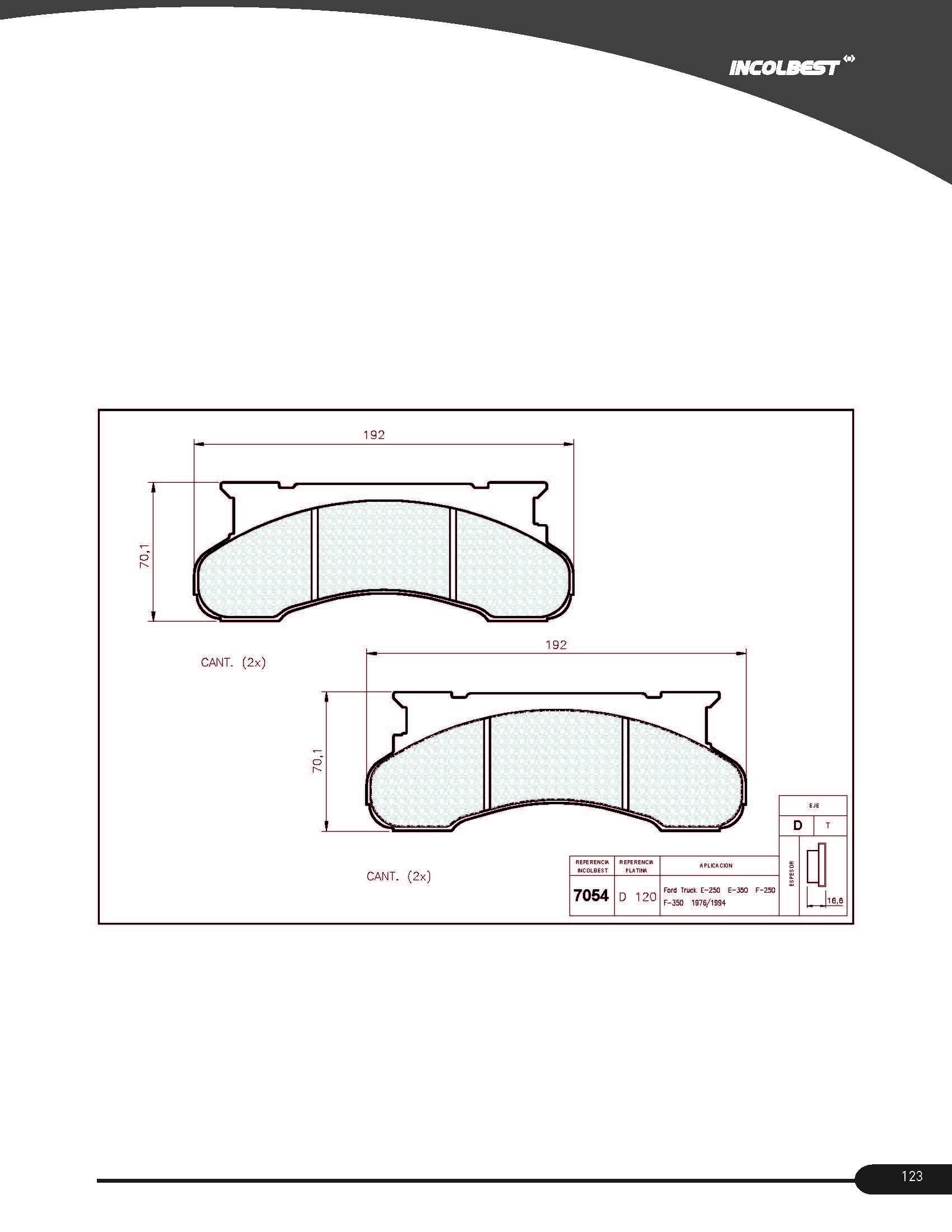 Pastillas de Freno Ford DEL Semi-metalica E-250/E-350/F-250 7054EK - Image 2