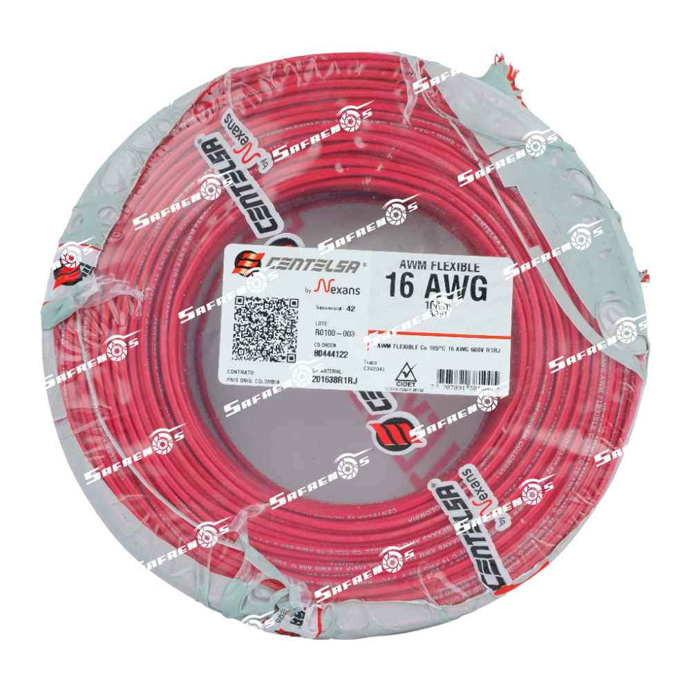 Cable vehicular centelsa #16 rollo 100M (rojo)