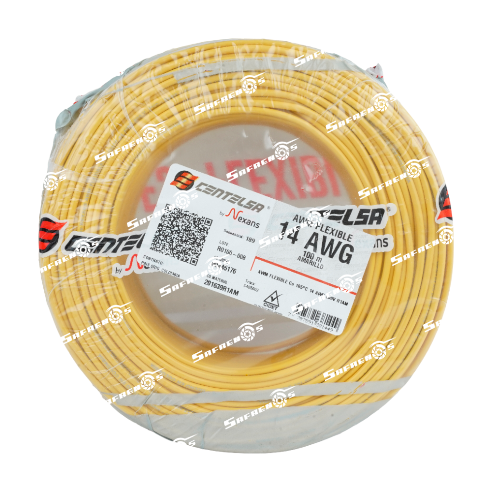 Cable vehicular centelsa #14 rollo 100M (amarillo)