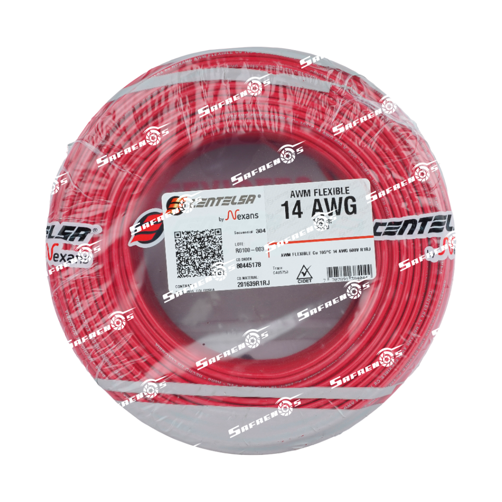 Cable vehicular centelsa #14 rollo 100M (rojo)