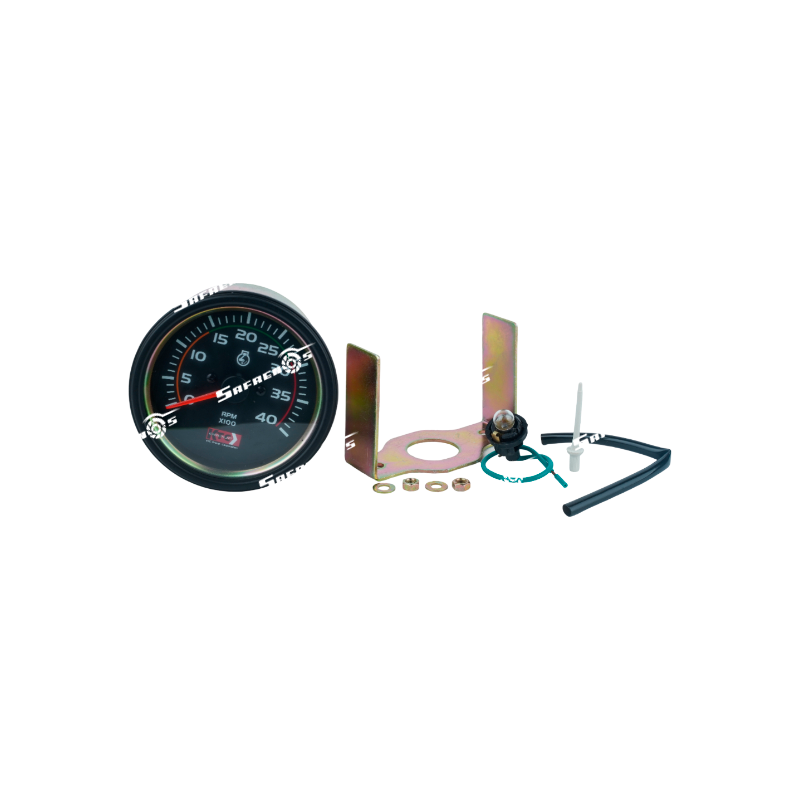 Medidor Tacometro Diesel Elec 0-4000RPM 12-24V Fondo Negro