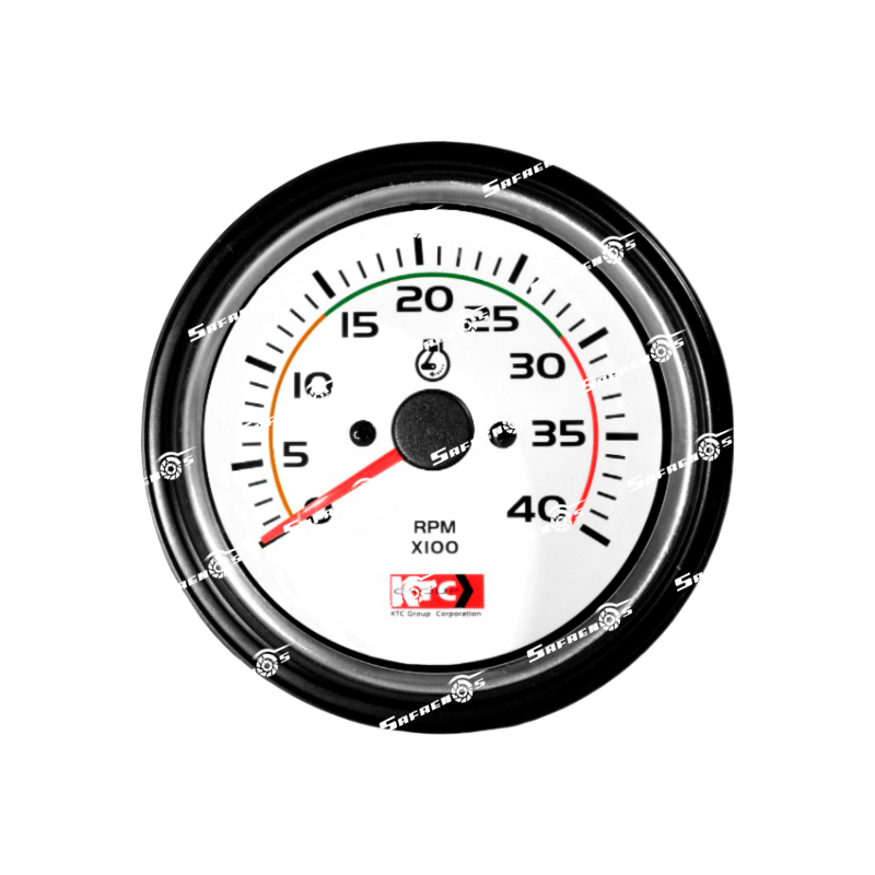 Medidor Tacometro Diesel Elec 0-4000RPM 12-24V Fondo Blanco