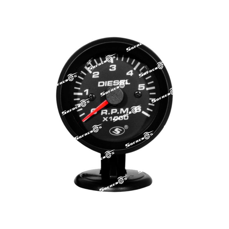 Medidor Tacometro Diesel Elec 0-6000RPM (Turbos) Fondo Negro