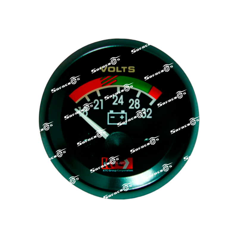 Medidor Voltimetro 24V Fondo Negro