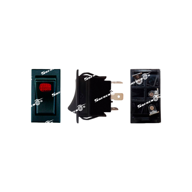 Switch Tecla 1-GOLPE 3-PATAS Tecla Piloto Rojo (4.3 x 2.5)