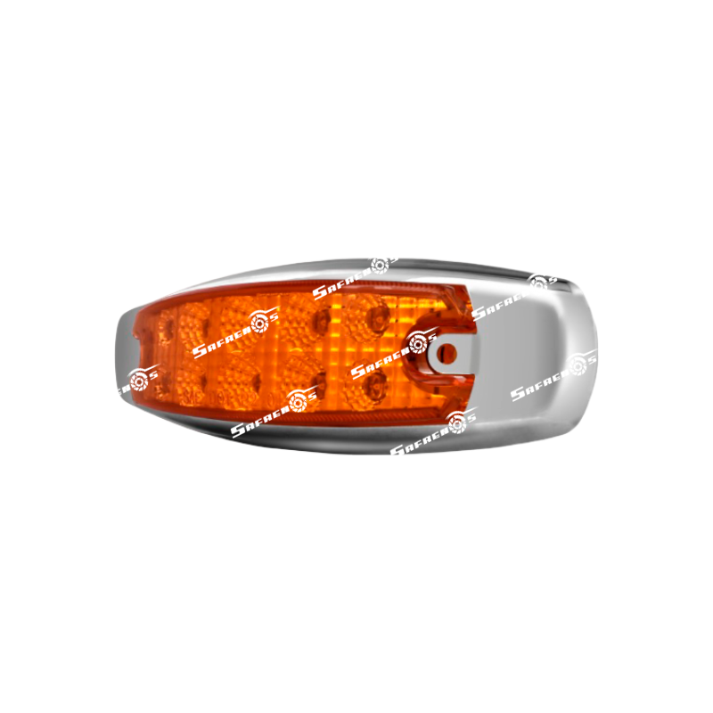 Lámpara Lateral 10 LED Ambar Diamond con Bisel en Acero 2 Funciones y Cables 12V