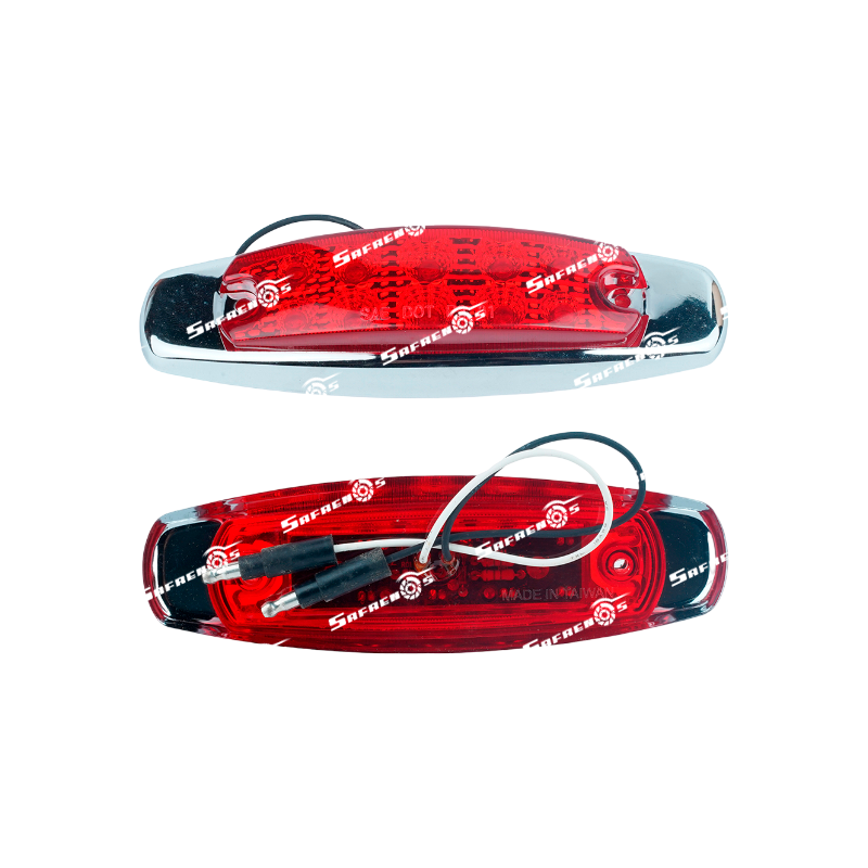 Lámpara Lateral Demarcadora 12V 4.84PULGADAS 10 LED Rojo con Bisel en Acero Inoxidable y Cables