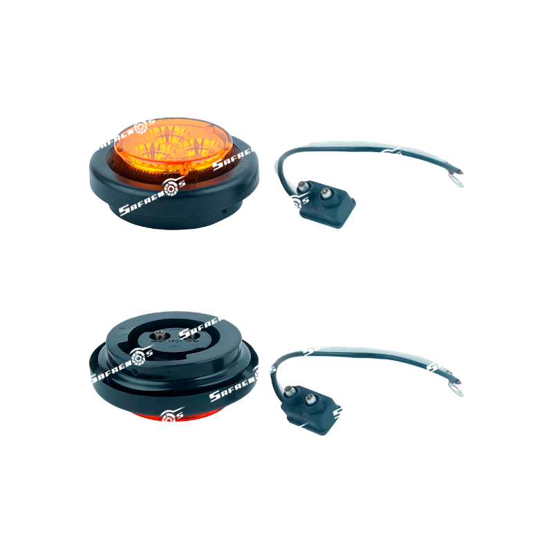 Lámpara Lateral Demarcadora 24V 2PULGADAS 3 LED Ambar con Caucho y Conector Diamond