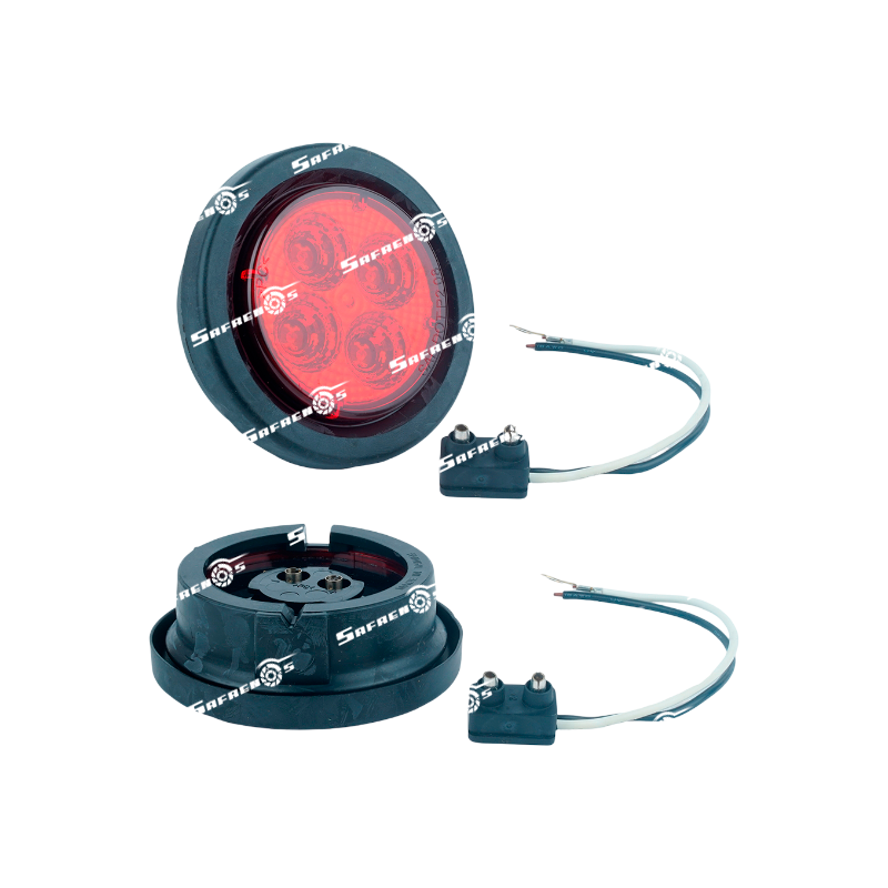 Lámpara Lateral Demarcadora 24V 2-1/2 Pulgadas 4 LED Rojo con Caucho y Conector Diamond