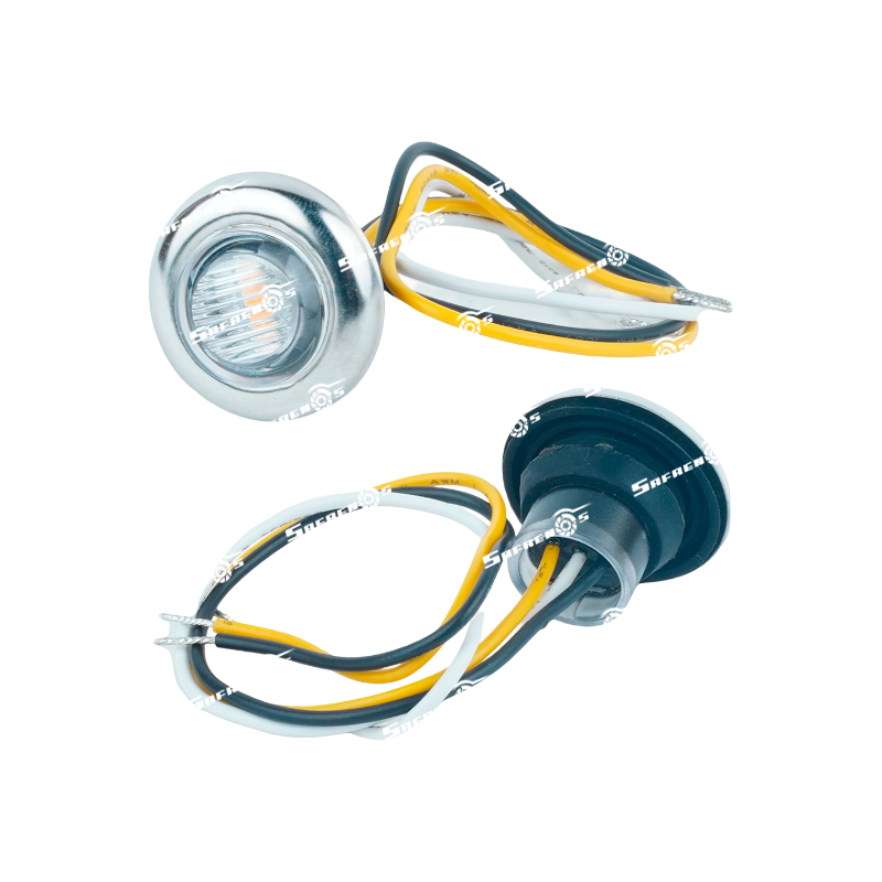 Lámpara Demarcadora MV 4 LED Ambar, Rojo con Anillo en Acero Inoxidable y Cables 9-30V