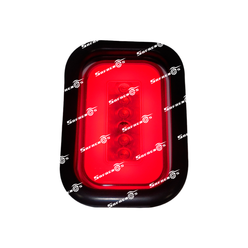 Lámpara Rectangular de Freno Glo Light 14 LED Rojo, Rojo 2 Funciones con Caucho para Conector MV