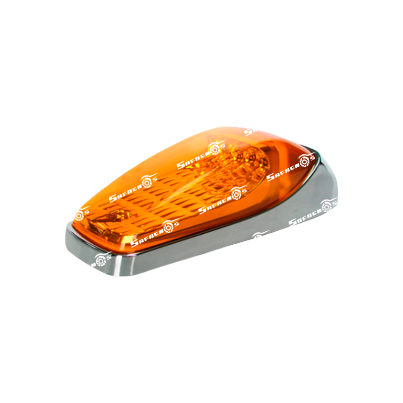 Lámpara de Cabina 4 LED Ambar con Bisel Cromado en ABS y Cables 12V