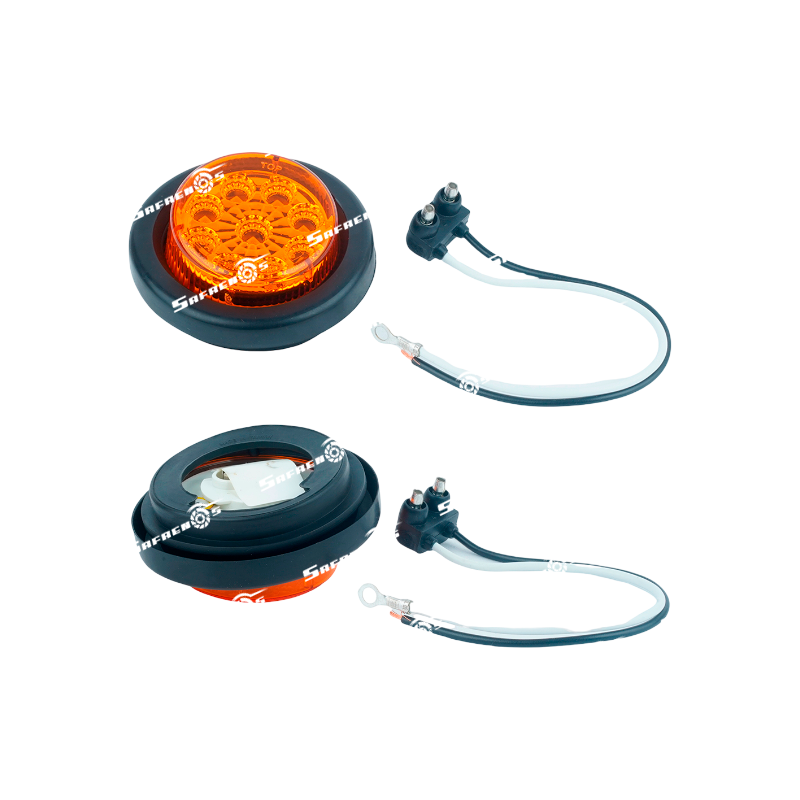 Lámpara Lateral Demarcadoea MV 2PULGADAS 9 LED Ambar con Caucho y Conector