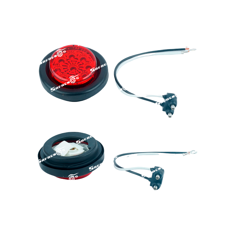 Lámpara Lateral Demarcadora MV 2PULGADAS 9 LED Rojo con Caucho y Conector