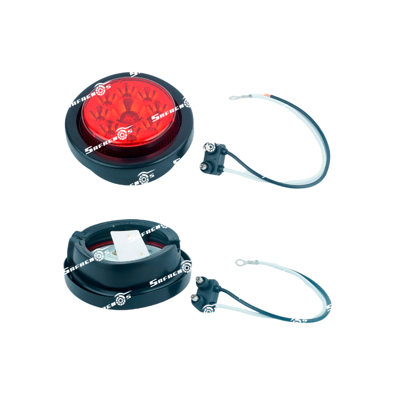 Lámpara Lateral Demarcadora 12V 2-1/2PULGADAS 9 LED Rojo con Caucho y Conector