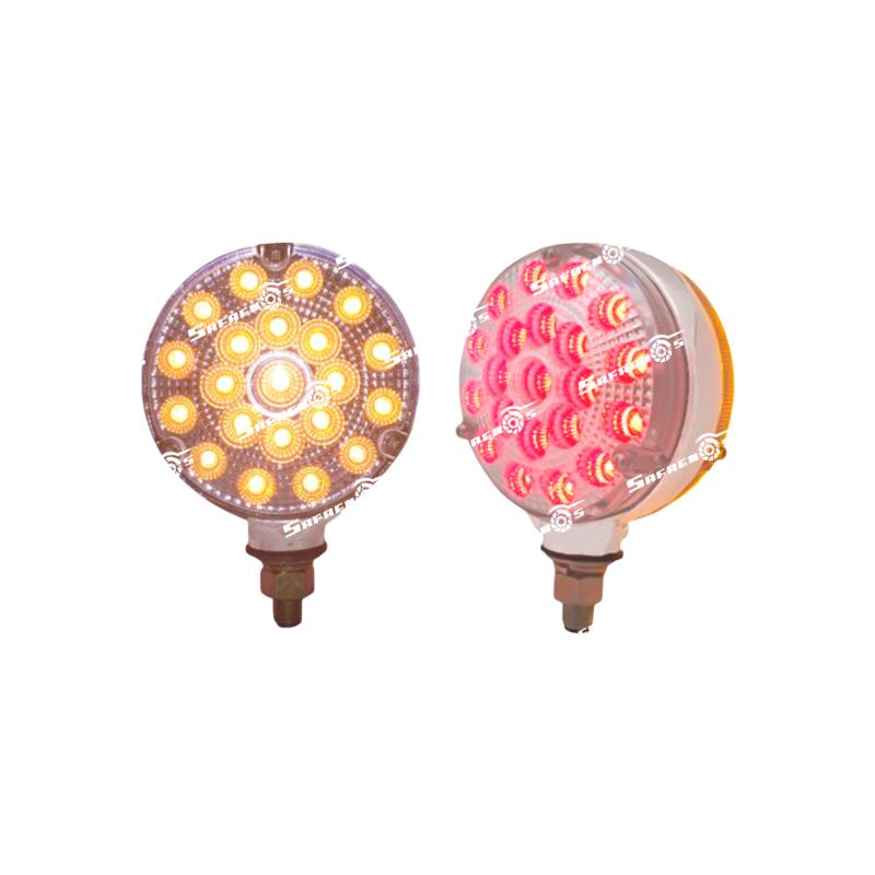 Lámpara Pedestal Doble Cara Redonda 1 Tornillo 42 LED Ambar, Rojo Lente Cristal Diamante