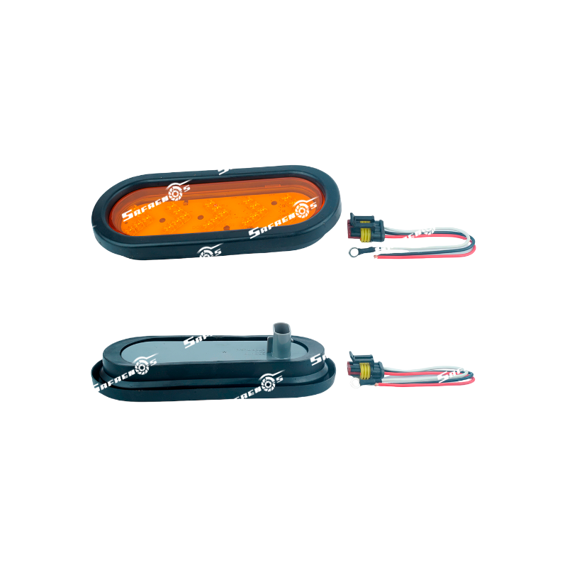 Lámpara Direccional 24V 6 Pulgadas Ovalada 25 LED Secuencial Ambar con Caucho y Conector