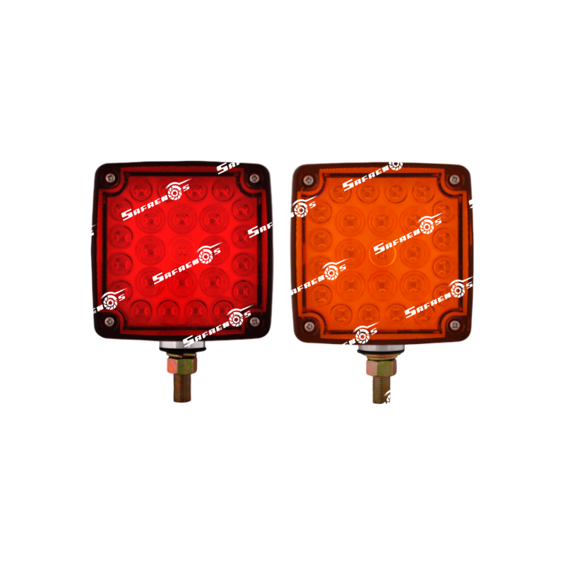 Semáforo Doble Cara Cuadrada Vertical Izquierdo 52 LED Ambar, Rojo con Tornillo y Cables 12V