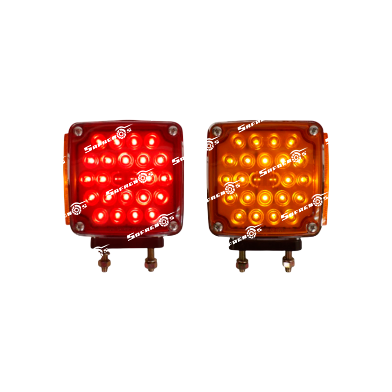 Semáforo Doble Cara Cuadrada Vertical Izquierdo 50 LED Ambar, Rojo con 2 Tornillos 12V