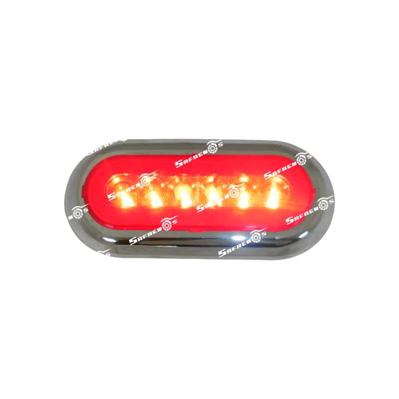 Lámpara Direccional Ovalada Glo Light 6” 22 LED Rojo C, Bisel Cromado en ABS de Sobreponer y Cables