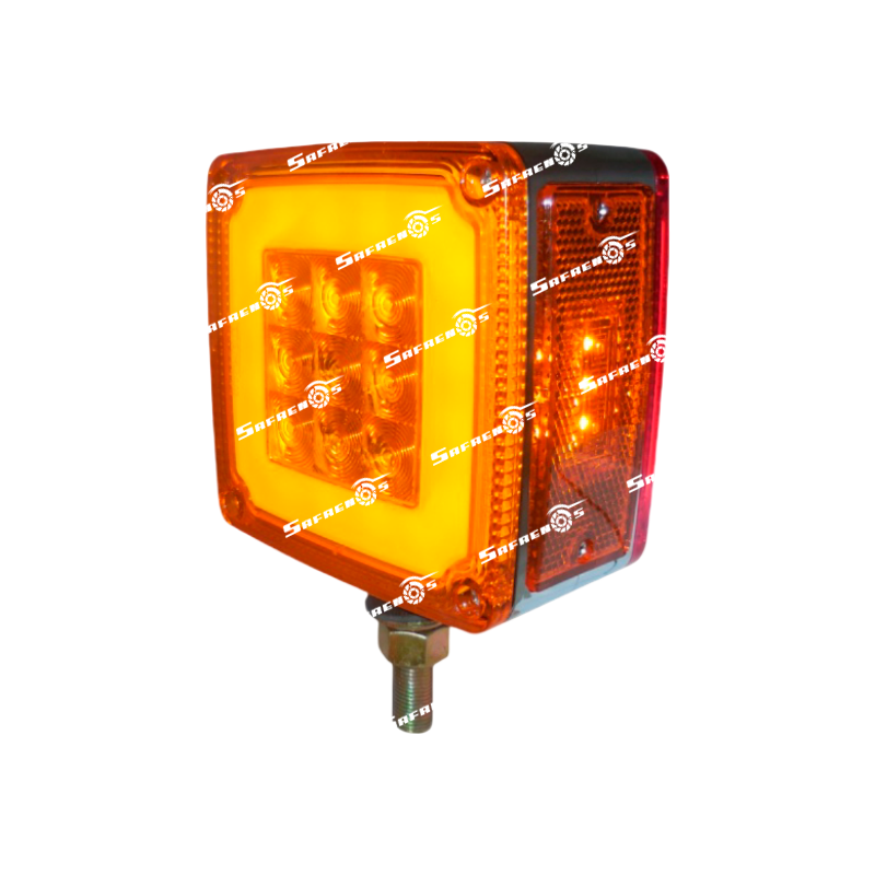 Semáforo Doble Cara Cuadrada Vertical Derecho Cromado Glo Light 50 LED Ambar, Rojo con Tornillo