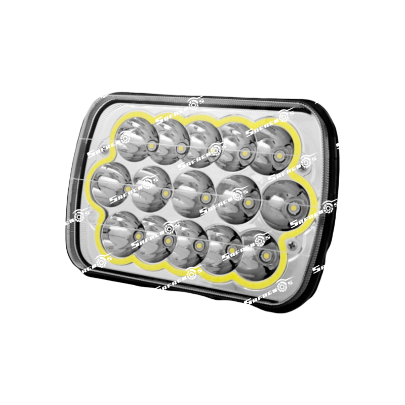 Lámpara Óptica LED Rectangular 7" - 15 LED, 2700 lm, Alto/Bajo, 9-32V