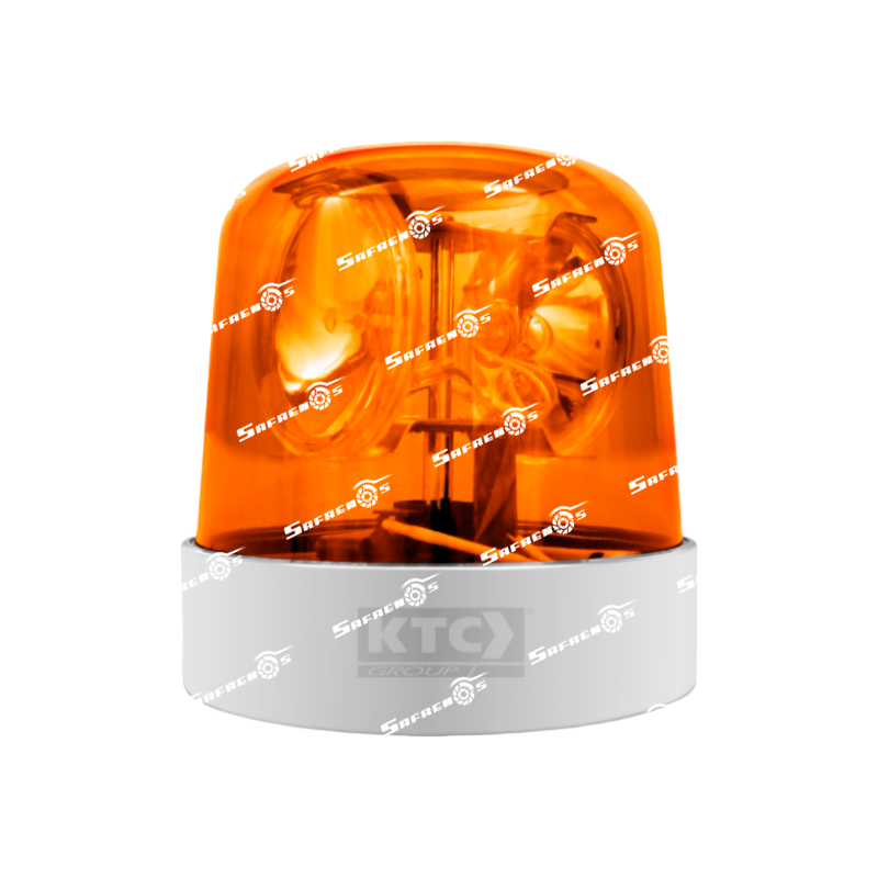 01 Luz Halógena de Prevención Ambar con 2 Bombillos, Base en Aluminio+acero Inoxidable y Cables 24V
